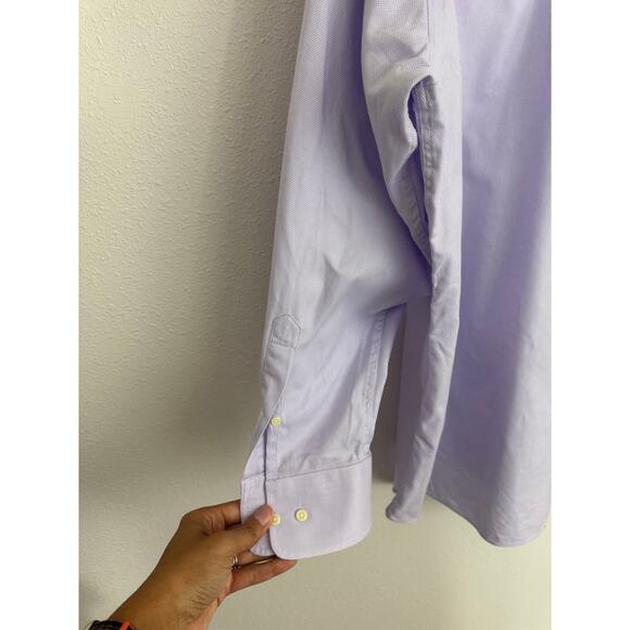 David Donahue Lavender Dress Shirt 18.5 34/35 Men’s Classic Cotton - Picture 6 of 7